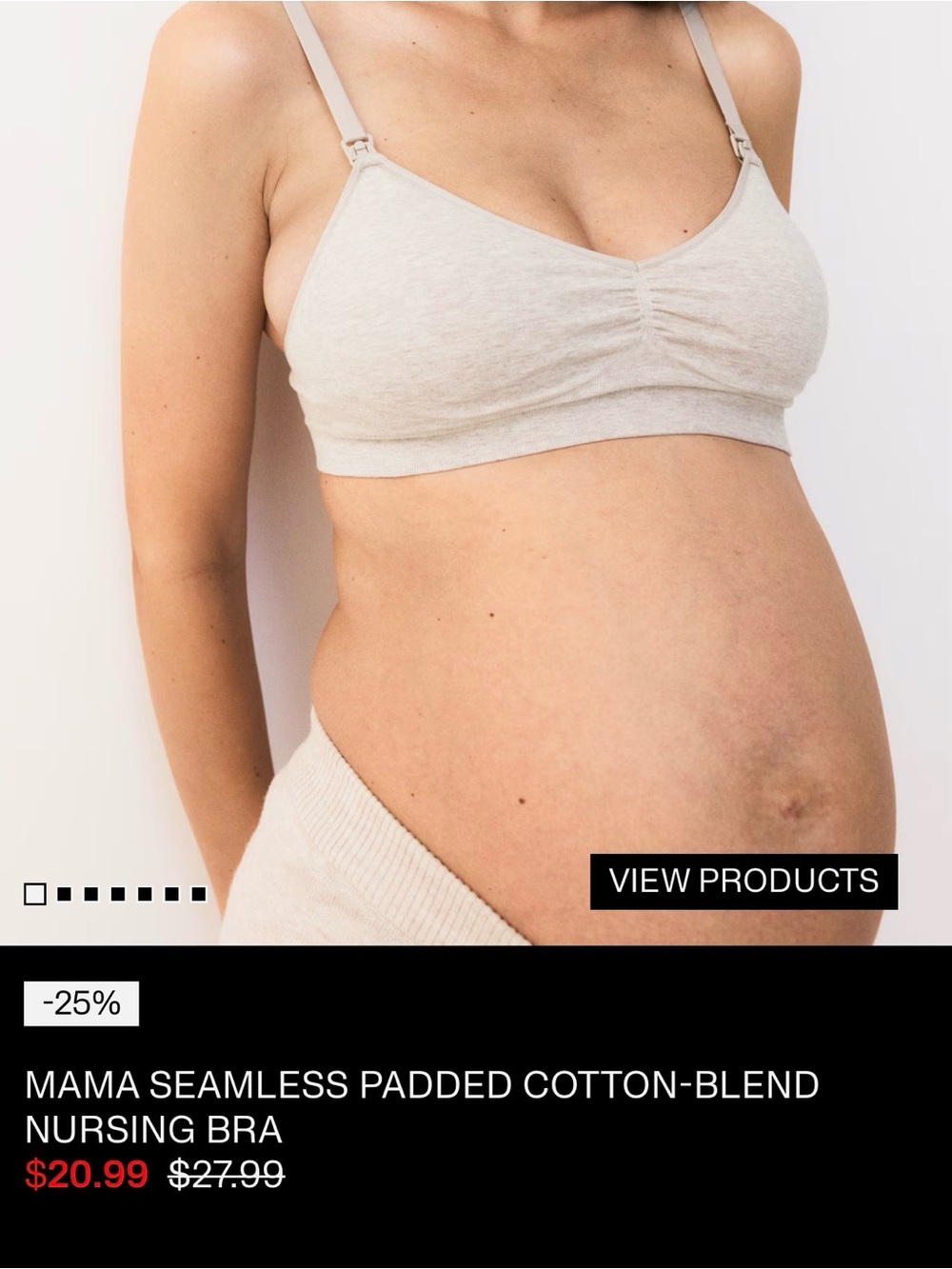 H&M MAMA Seamless Padded Cotton-Blend Nursing Bra - NWOT